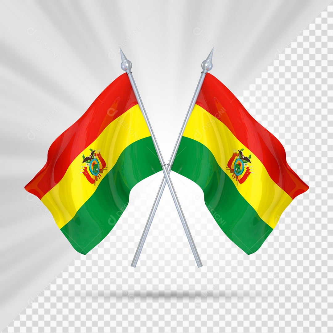 Elemento 3D Suporte Cruzado Bandeira Da Bolívia Para Composição PSD