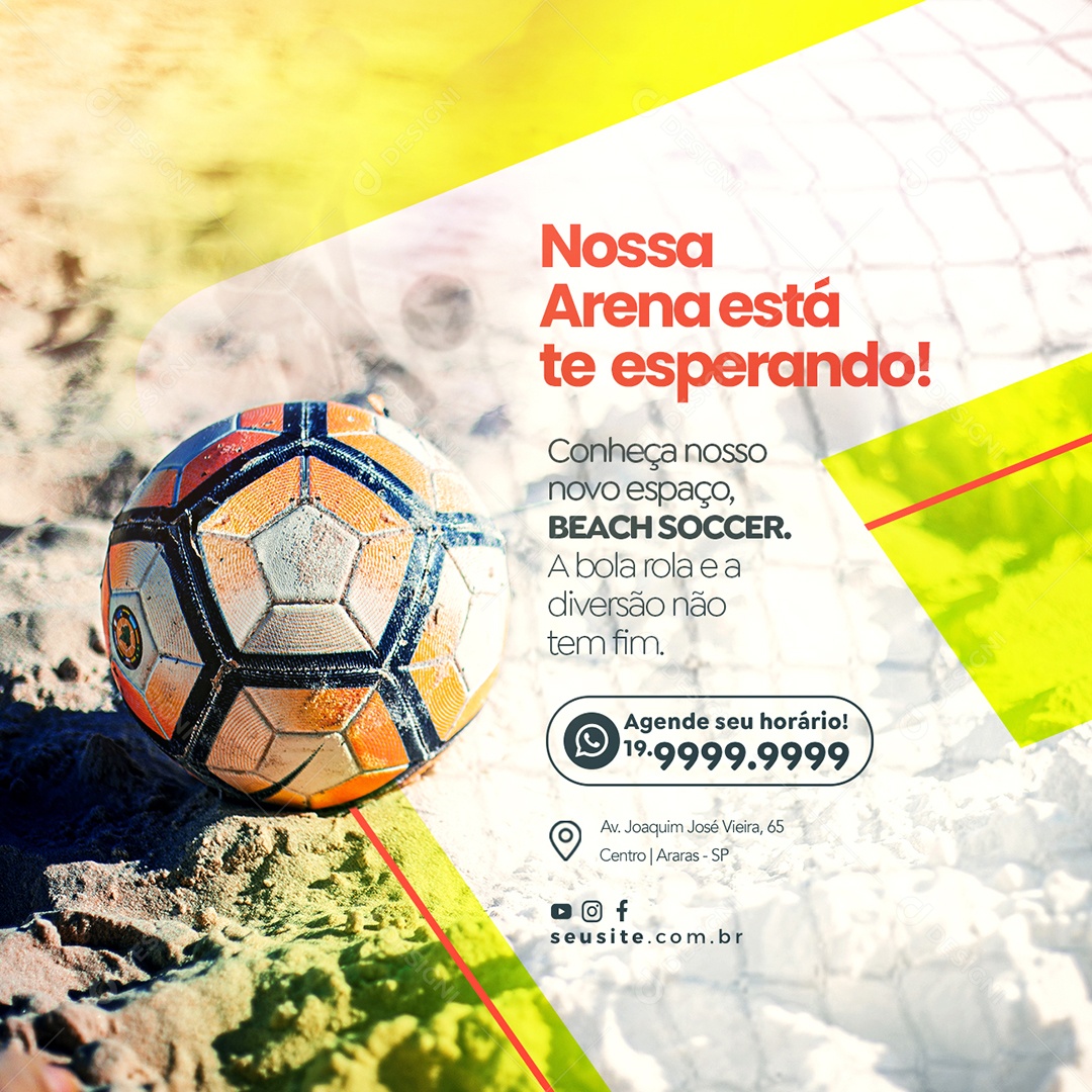 Nossa Arena Está Te Esperando Futebol De Areia Social Media PSD Editável