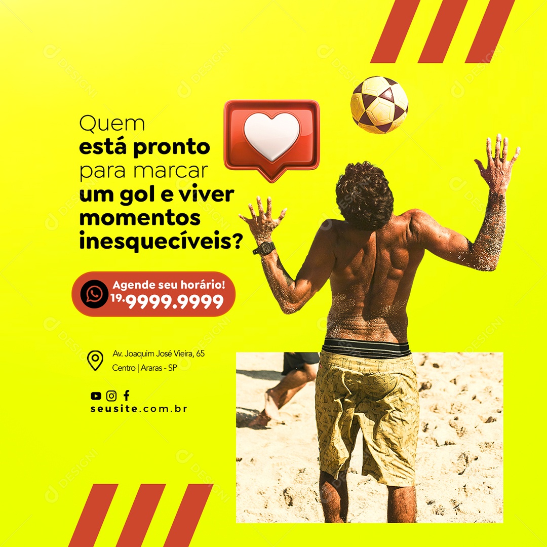 Quem Está Pronto Futebol De Areia Social Media PSD Editável