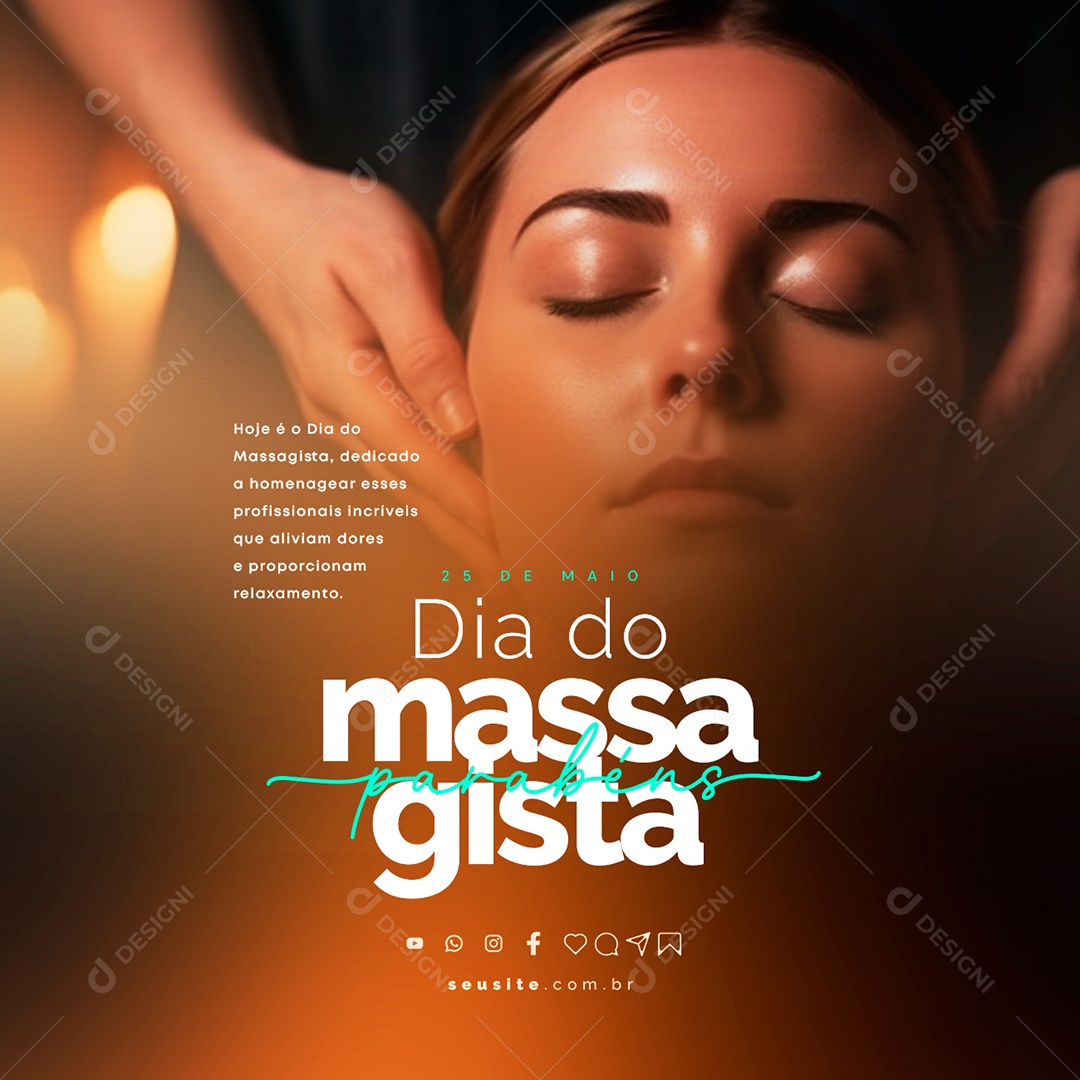 Social Media Parabéns Dia Do Massagista 25 De Maio PSD Editável