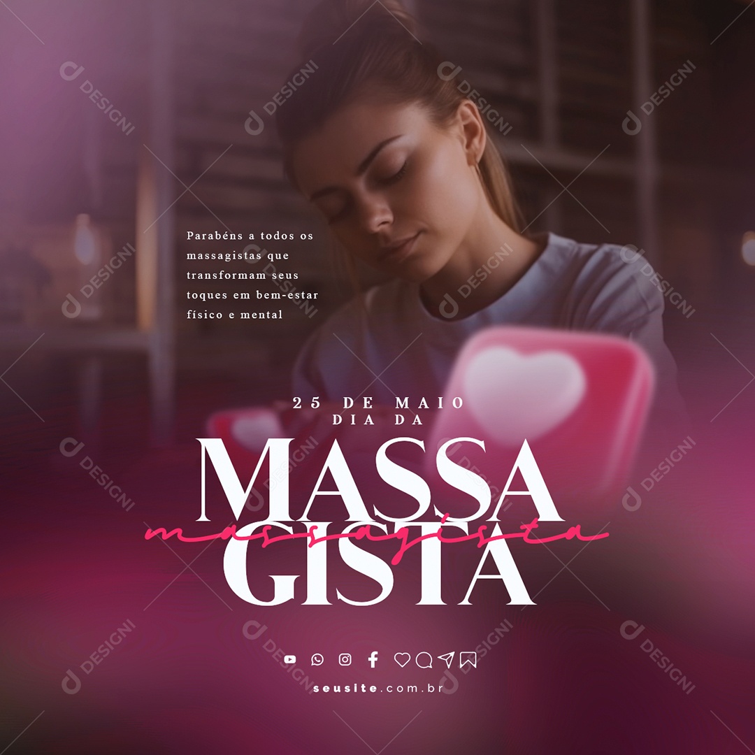 Parabéns A Todos Dia Do Massagista 25 De Maio Social Media PSD Editável