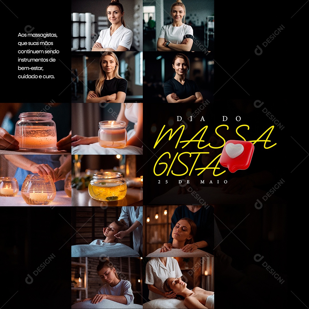 Aos Massagistas 25 De Maio Dia Do Massagista Social Media PSD Editável