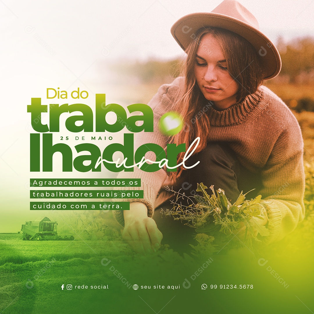 Dia do Trabalhado Rural 25 de Maio Social Media PSD Editável