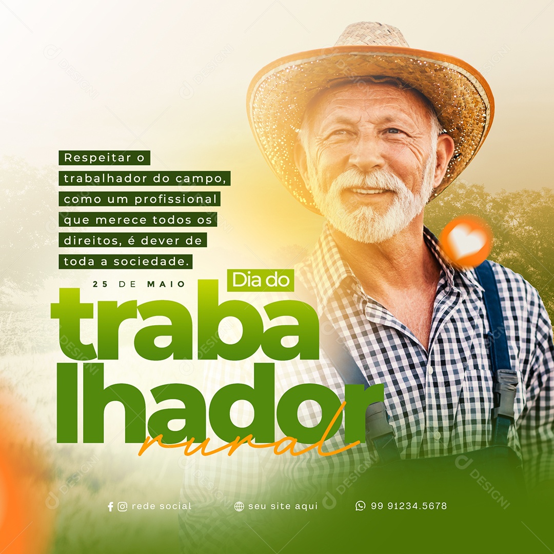 Dia do Trabalhado Rural 25 de Maio Social Media PSD Editável