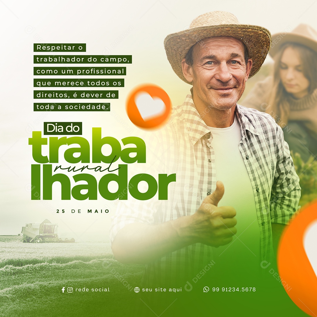 Dia do Trabalhado Rural 25 de Maio Social Media PSD Editável