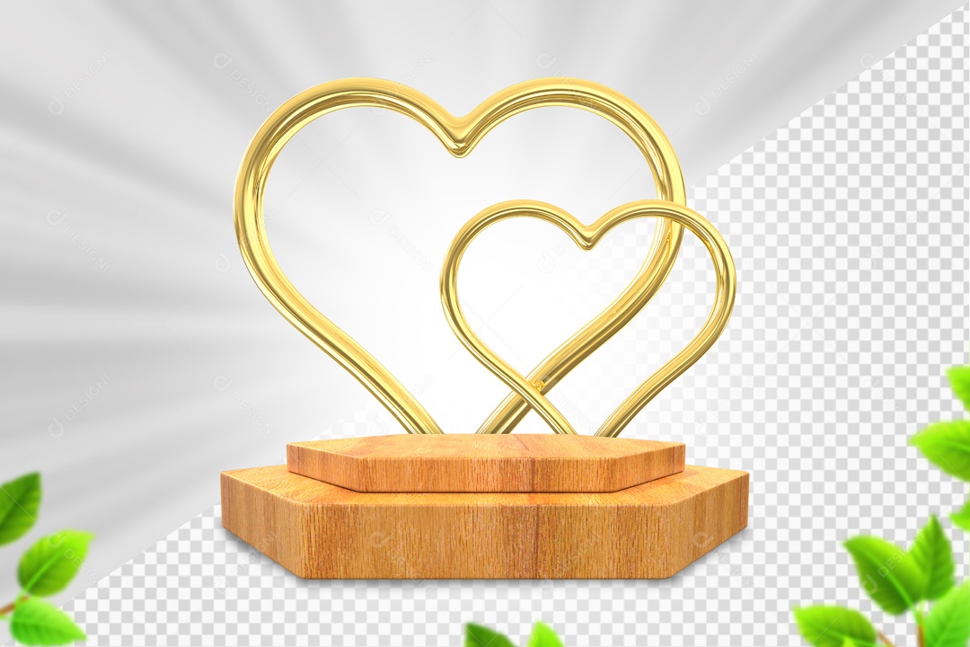 Podium Madeira Clara Dia Dos Namorados Elemento 3D Para Composição PSD
