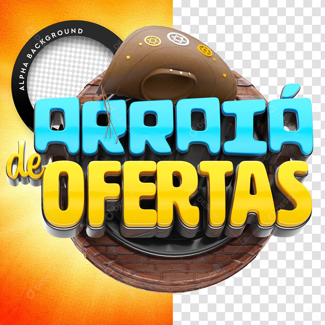 Selo 3D Para Composição Arraiá de Ofertas PSD
