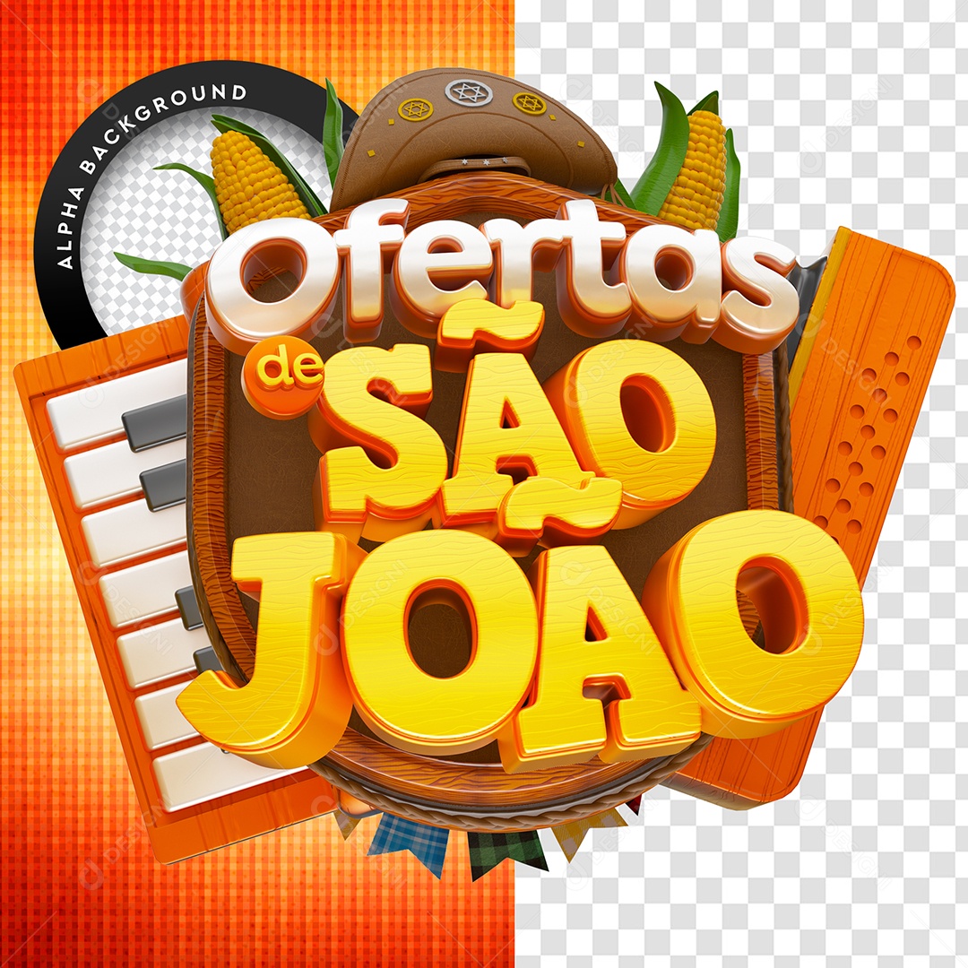 Selo 3D Para Composição Ofertas de São João PSD