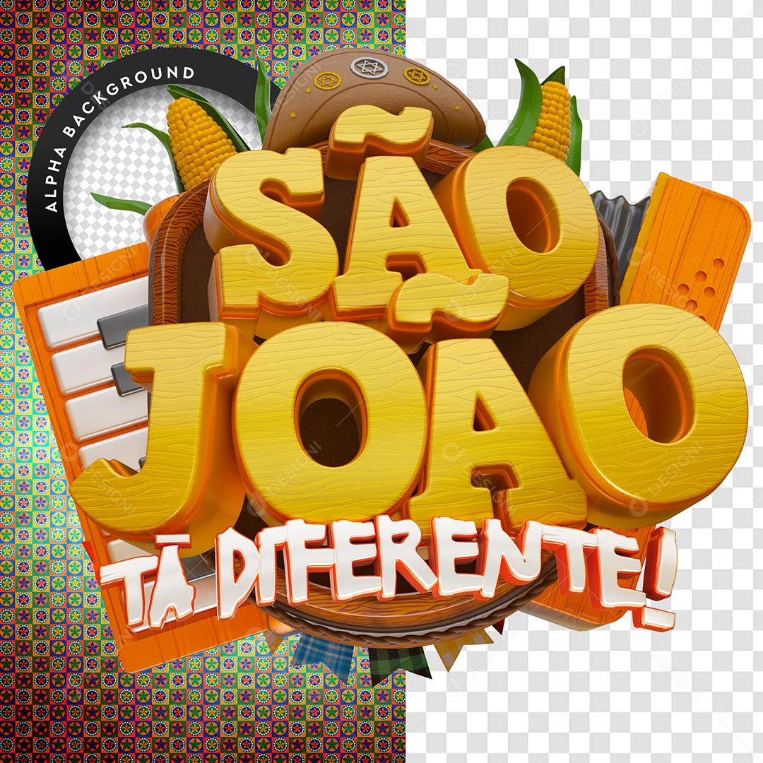Selo 3D Para Composição São João Tá Diferente! PSD