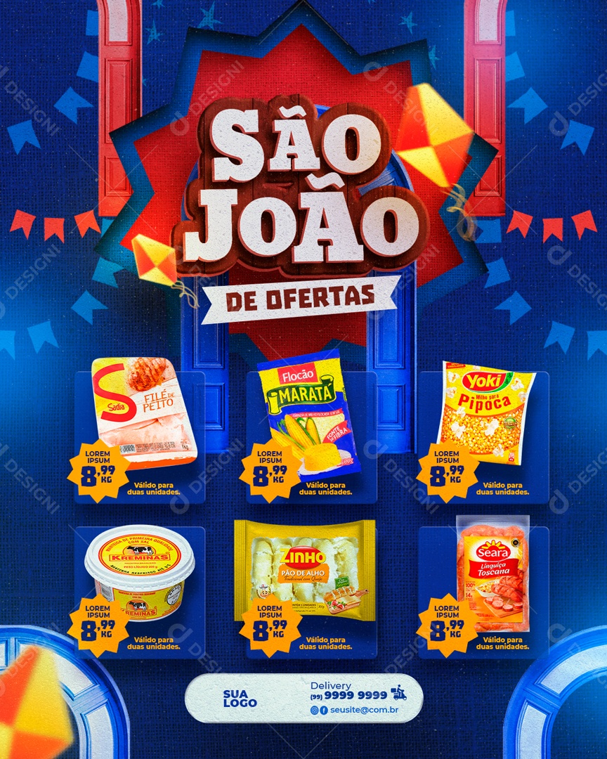 Social Media Encarte São João De Ofertas Supermercado PSD Editável