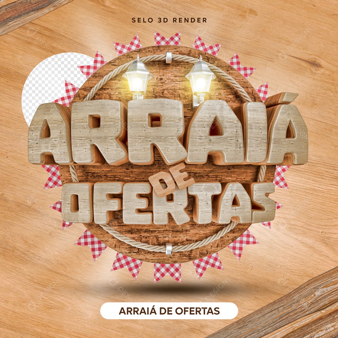 Selo 3D Para Composição Arraiá de Ofertas PSD