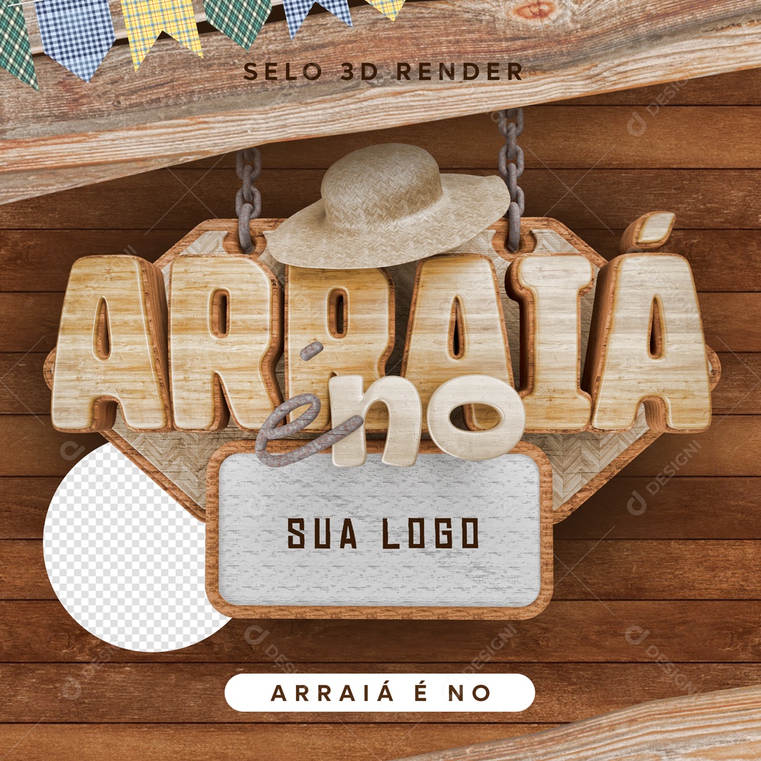 Selo 3D Para Composição Arraiá PSD