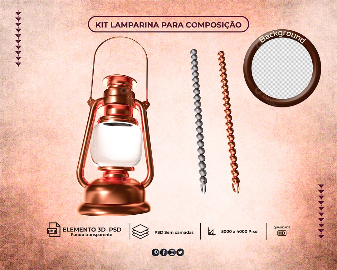 Elemento 3D Para Composição Kit Lamparina PSD