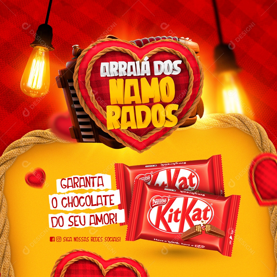 Feed Arraiá Dos Namorados Garanta o Chocolate Do Seu Amor Social Media PSD Editável