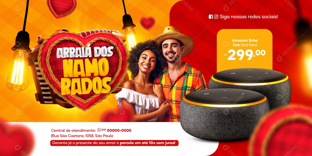 Social Media Banner Arraiá Dos Namorados Produtos PSD Editável