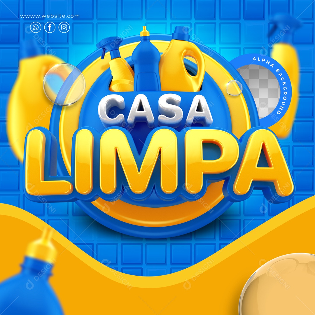 Selo 3D Para Composição Casa Limpa PSD