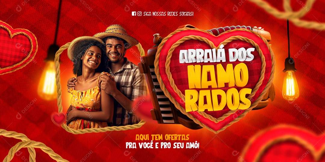 Social Media Banner  Arraiá Dos Namorados Aqui Tem Ofertas PSD Editável