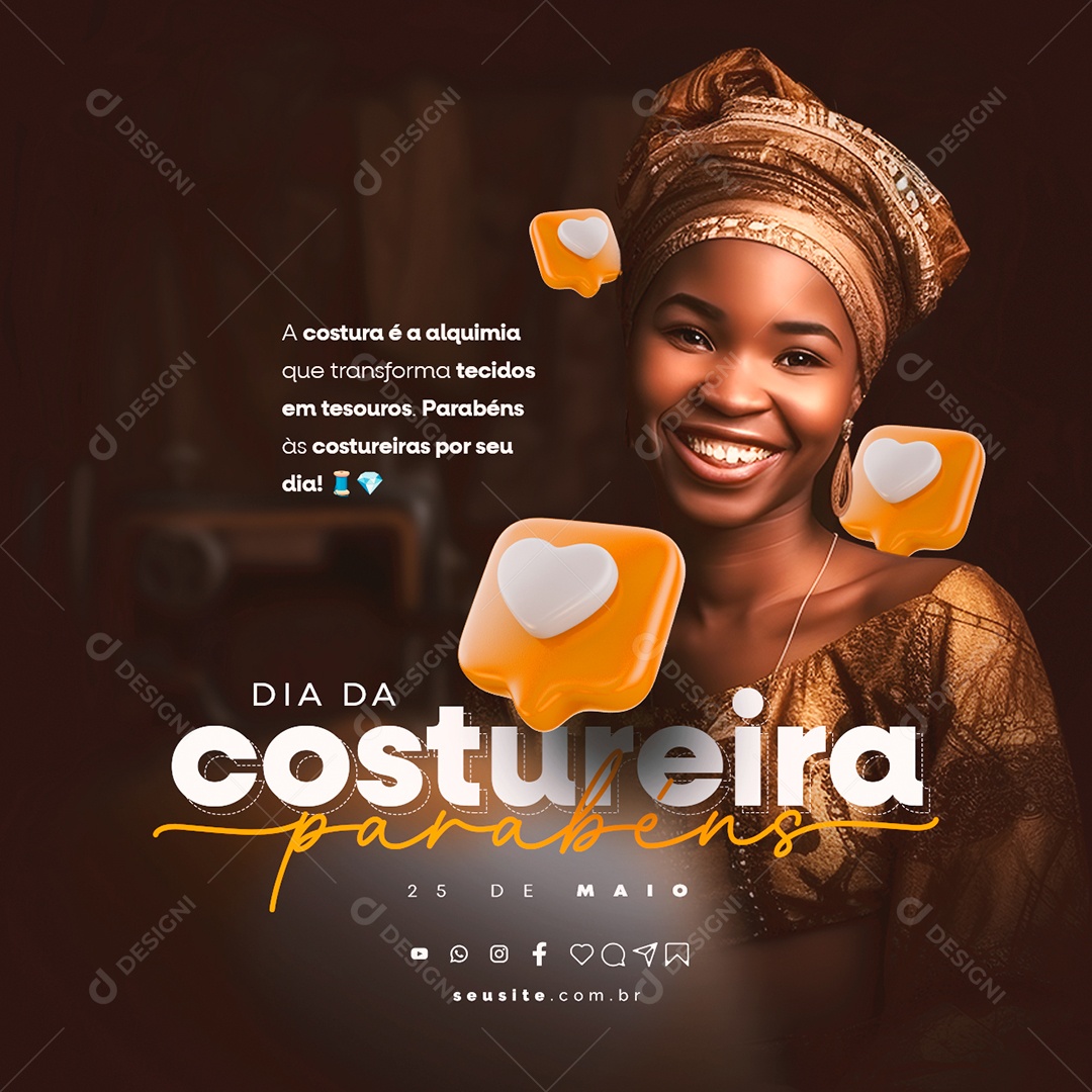 Parabéns 25 De Maio Dia Da Costureira Social Media PSD Editável