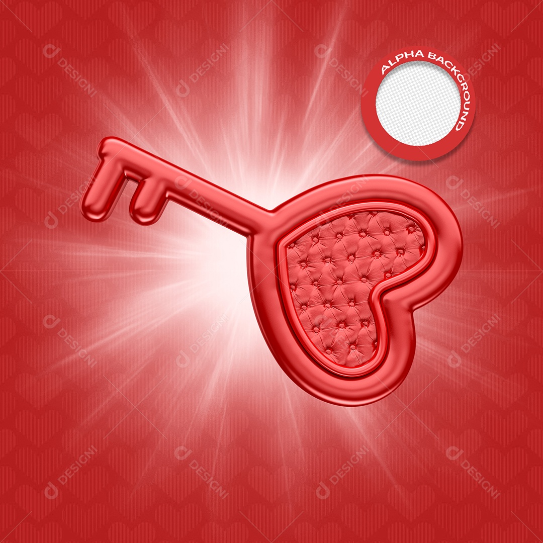 Elemento 3D Para Composição Chave de Dia Dos Namorados PSD