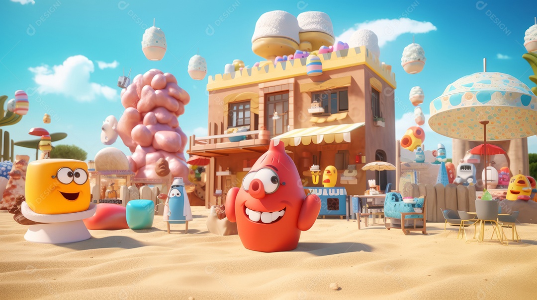 Verão, a estação mais quente Ilustração vetorial do mar Cena de fundo branco IA generativa.