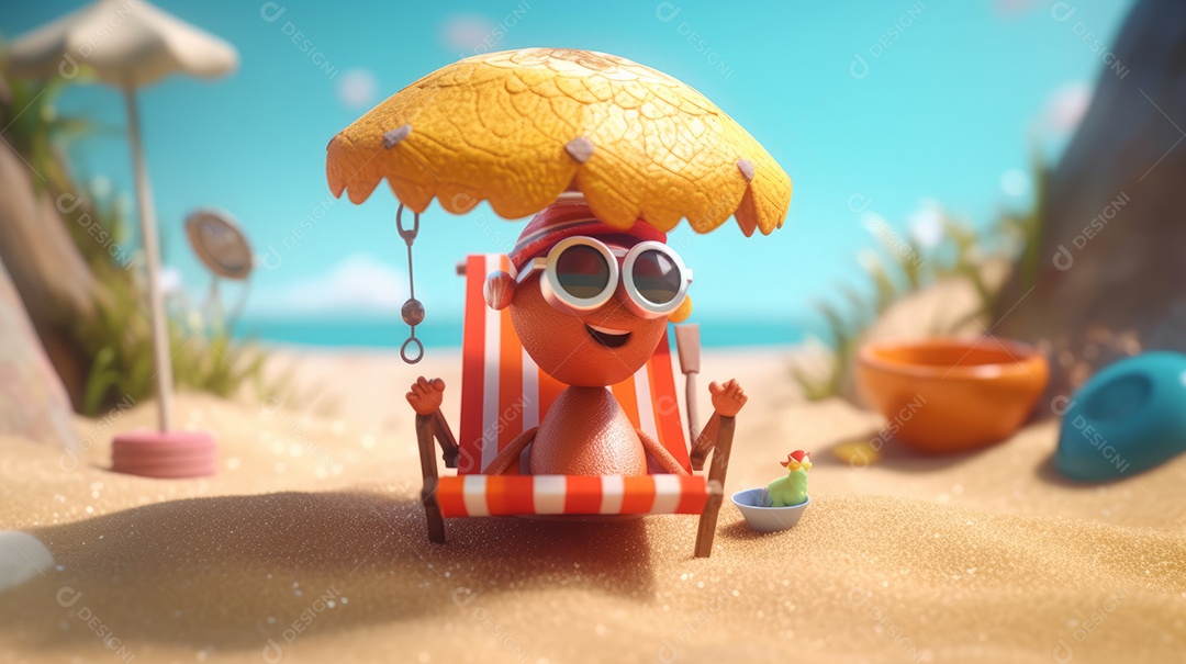 Verão, a estação mais quente Ilustração vetorial do mar IA generativa.