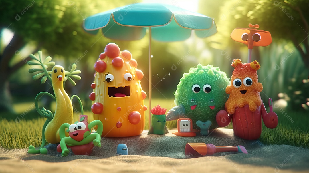 Verão, a estação mais quente Ilustração vetorial do mar IA generativa.