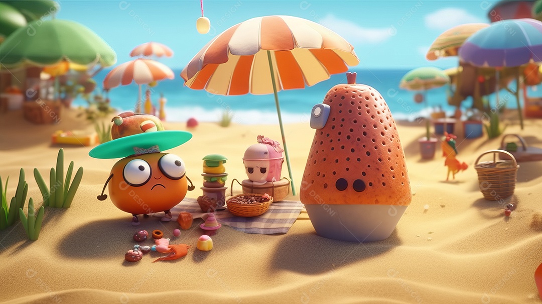 Verão, a estação mais quente Ilustração vetorial do mar IA generativa.