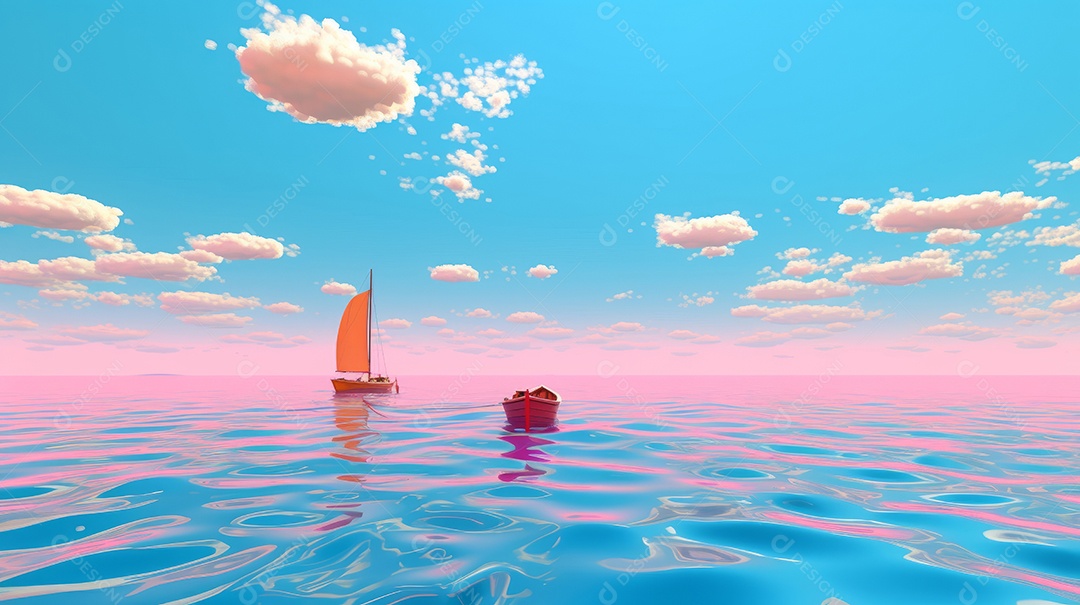 Verão, a estação mais quente Ilustração vetorial do mar IA generativa.