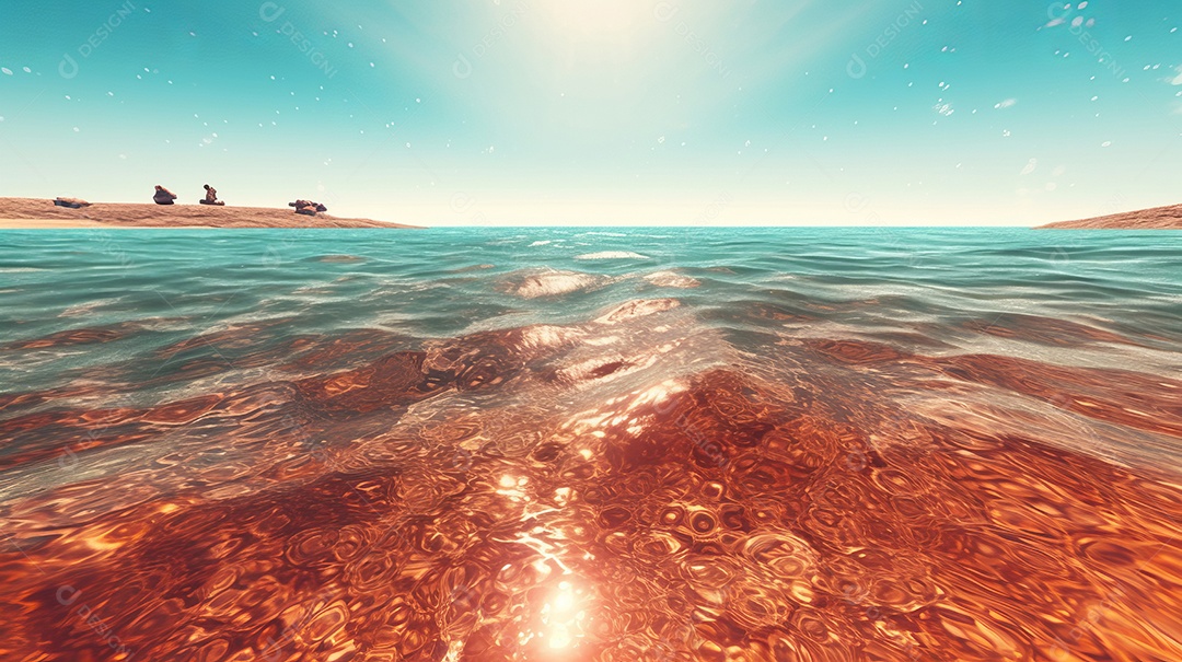 Verão, a estação mais quente Ilustração vetorial do mar IA generativa.