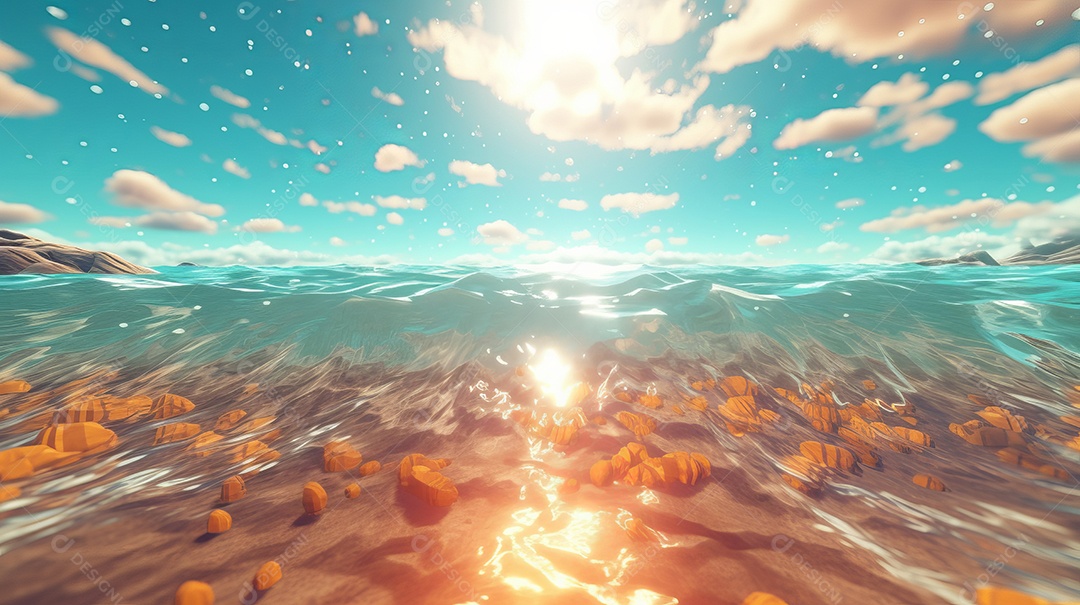 Verão, a estação mais quente Ilustração vetorial do mar IA generativa.