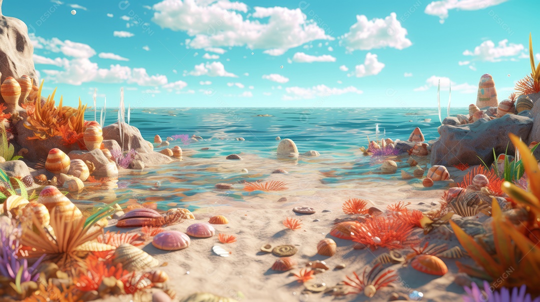 Verão, a estação mais quente Ilustração vetorial do mar Cena de fundo branco IA generativa.