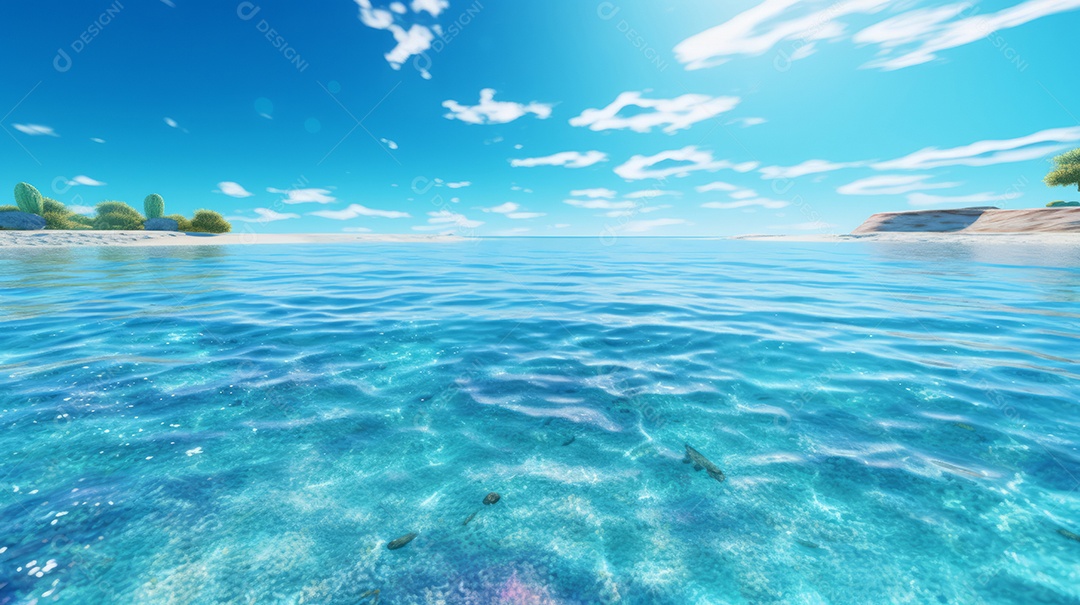 Verão, a estação mais quente Ilustração vetorial do mar Cena de fundo branco IA generativa.