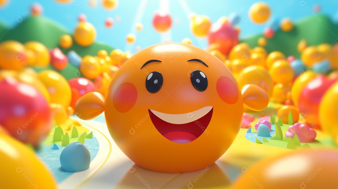 Desenho animado de sol verão ilustração 3D.