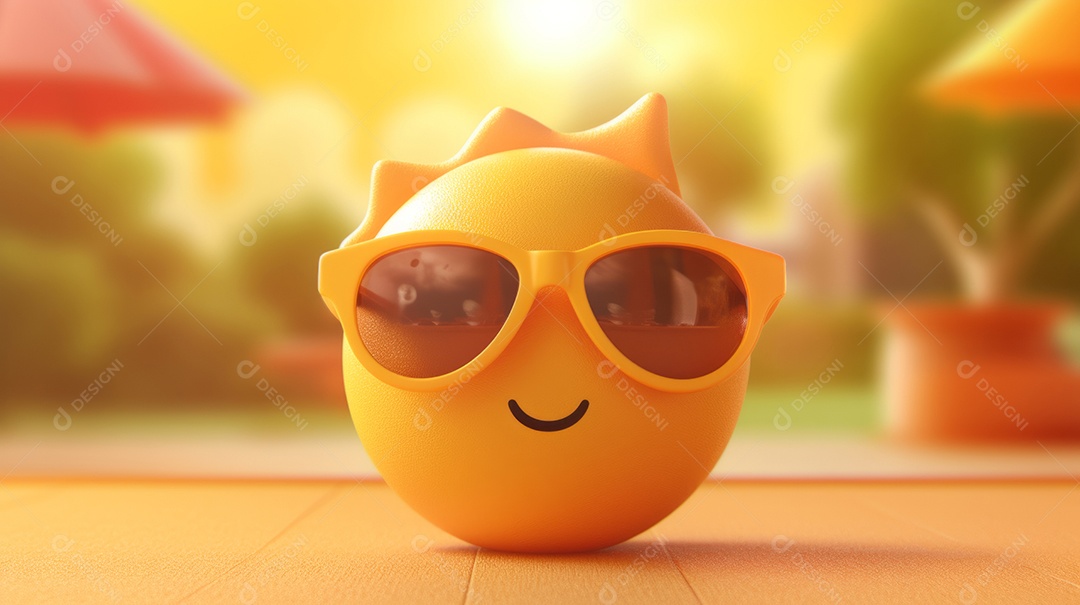 Desenho animado de sol verão ilustração 3D.