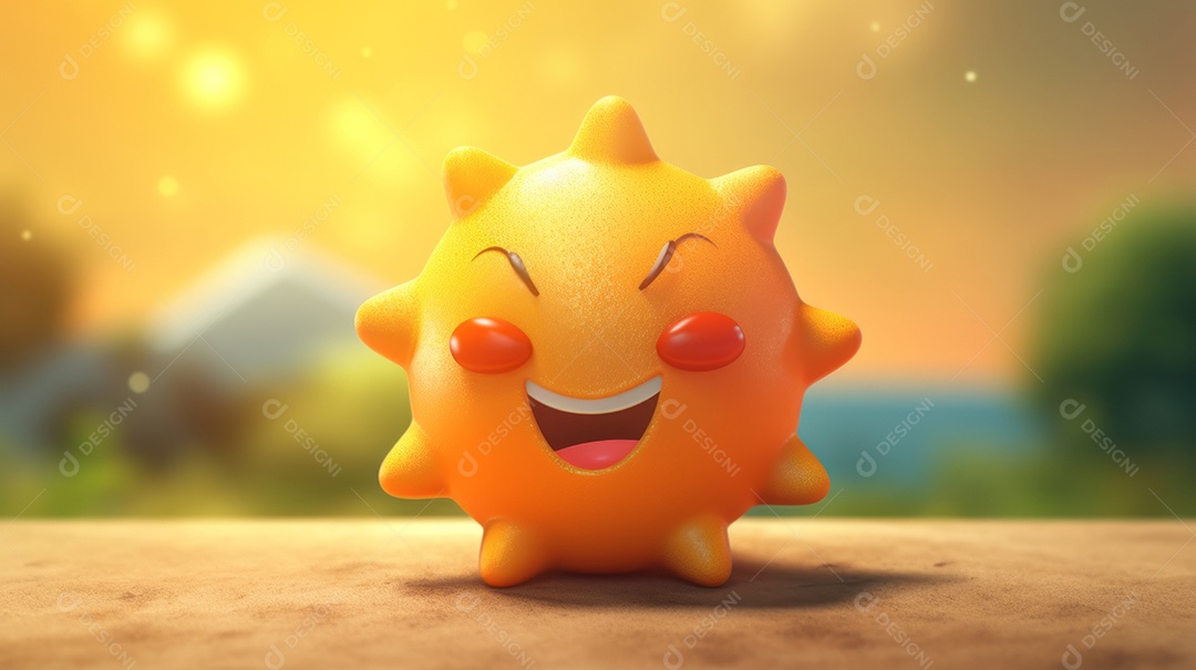 Desenho animado de sol verão ilustração 3D.
