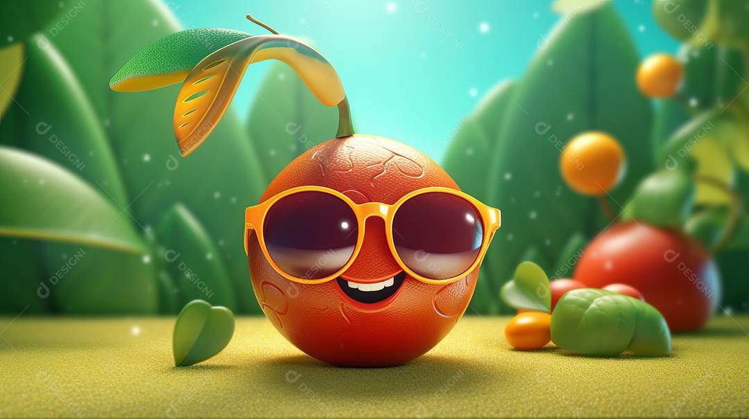Desenho animado de sol verão ilustração 3D.
