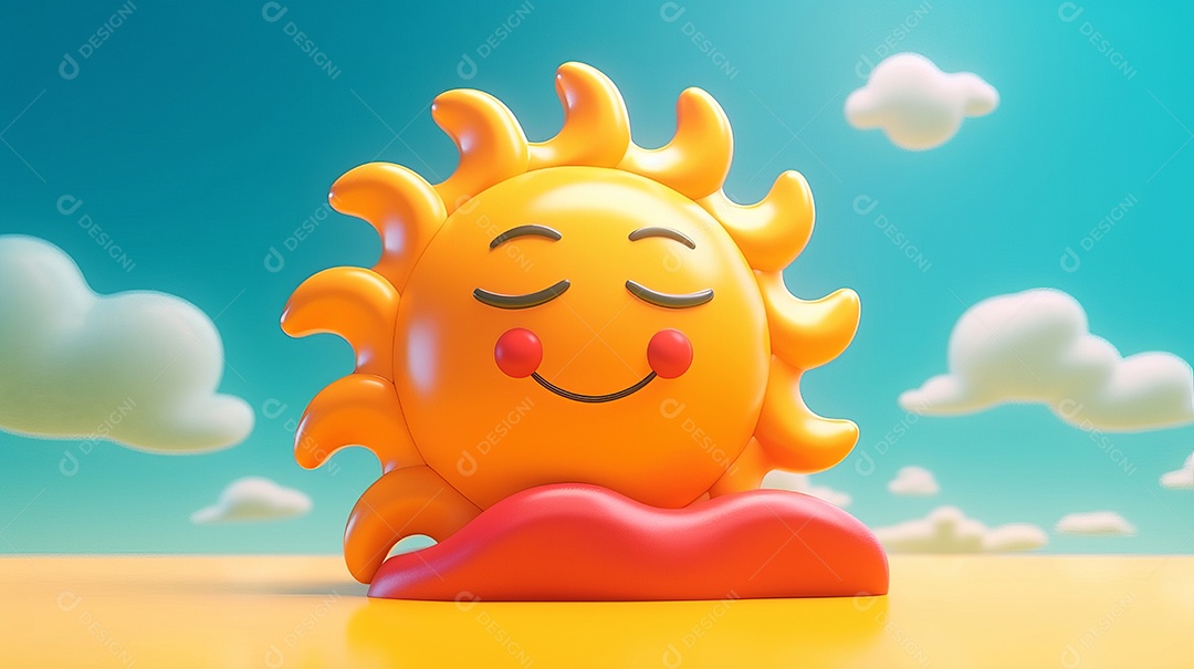 Desenho animado de sol verão.