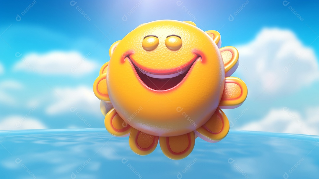 Desenho animado de sol verão.