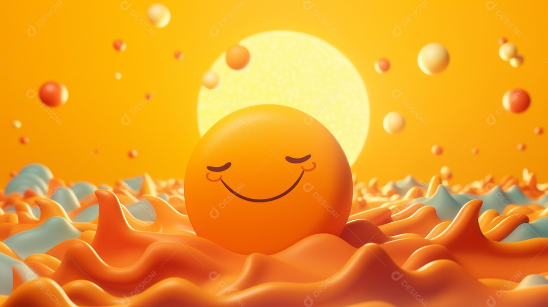 Desenho animado de sol verão ilustração 3D.