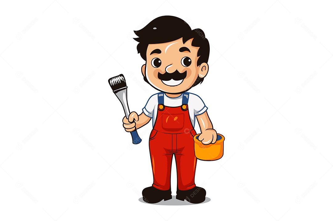 Modelo de Estampa Personagem Pintor Vetor EPS + AI Editável