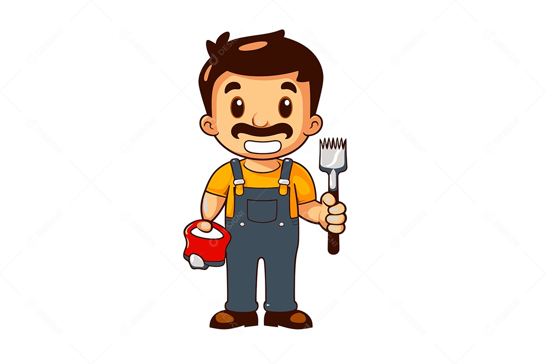 Modelo de Estampa Personagem Pintor Vetor EPS + AI Editável