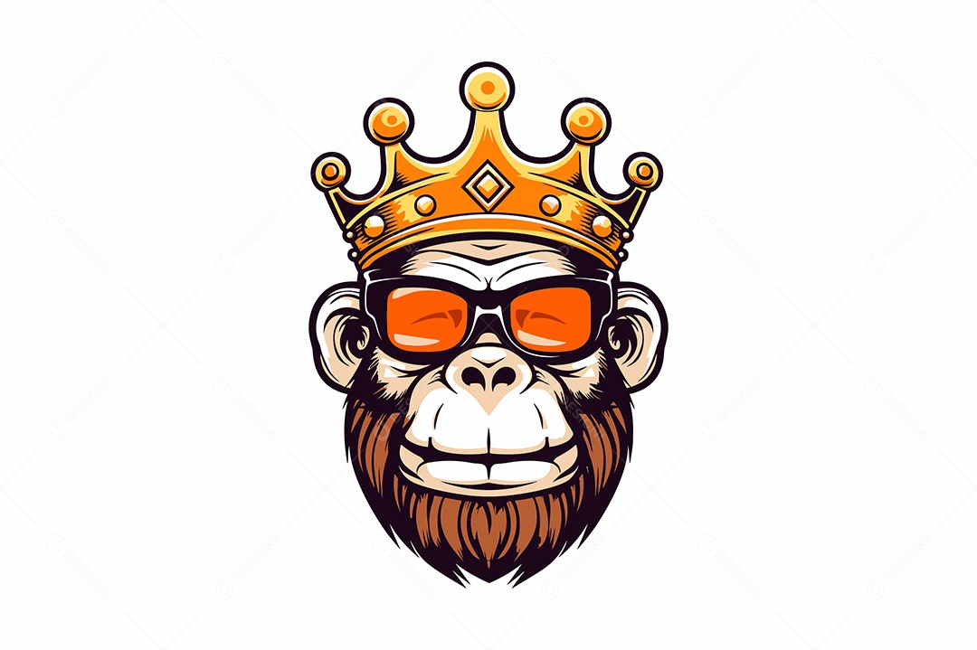 Modelo de Estampa Rei Macaco Vetor EPS + AI Editável