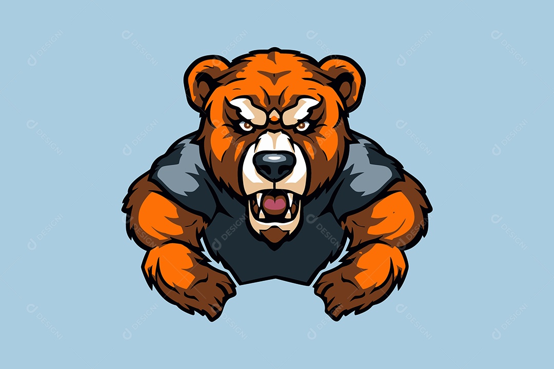 Modelo de Estampa Urso Muito Forte Vetor EPS + AI Editável