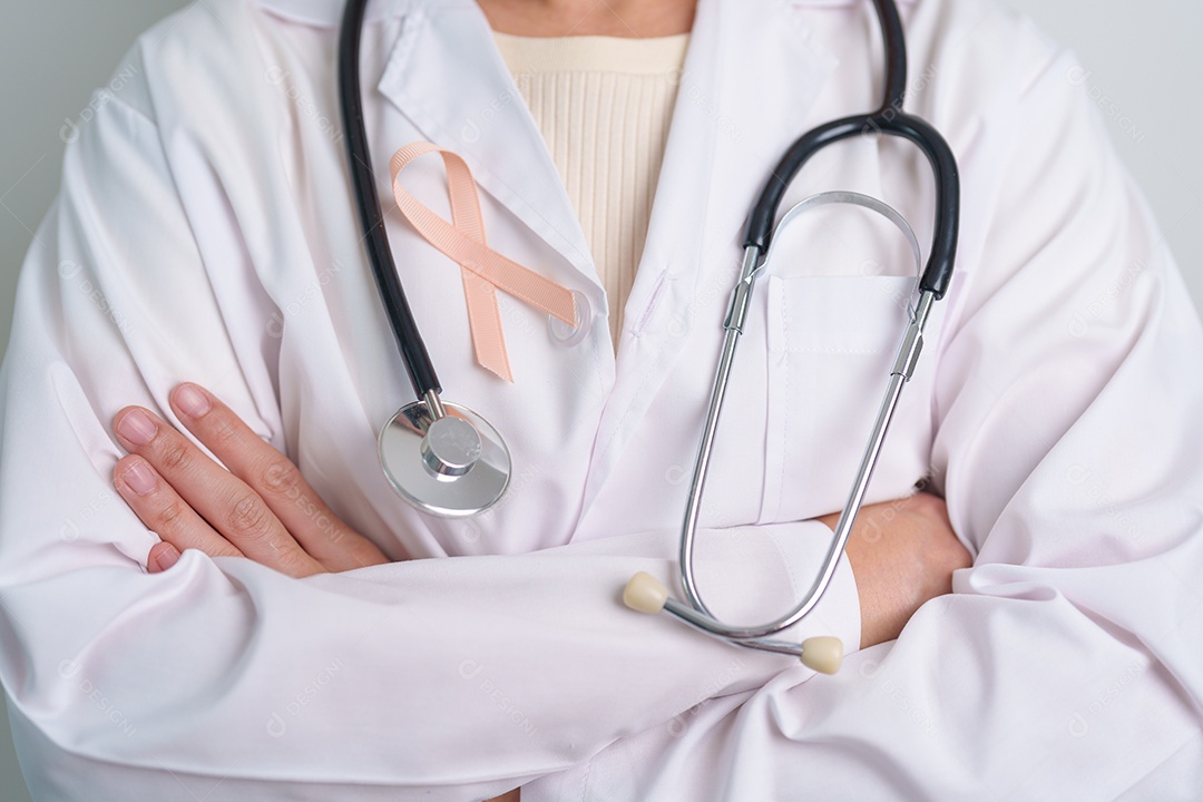 Fita de pêssego para o mês de setembro de conscientização sobre o câncer uterino.