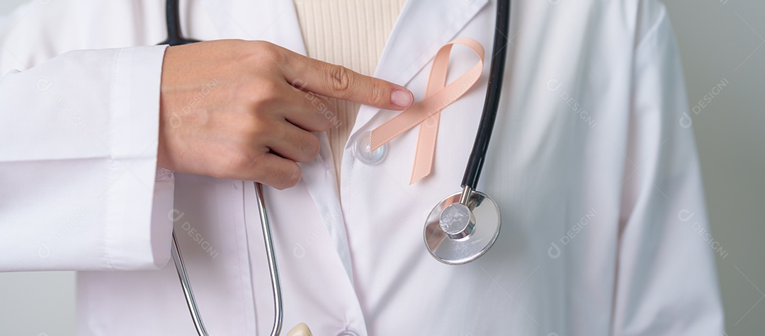 Fita de pêssego para o mês de setembro de conscientização sobre o câncer uterino.