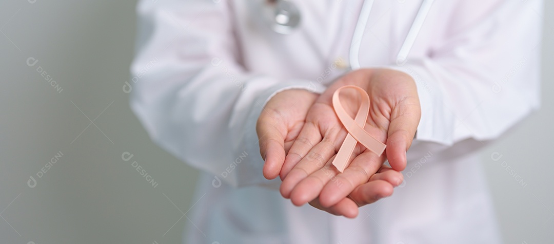 Fita de pêssego para o mês de setembro de conscientização sobre o câncer uterino.