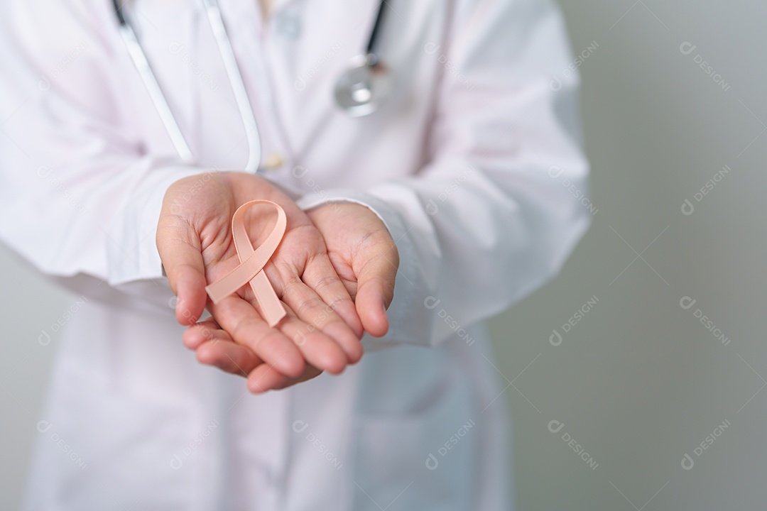 Fita de pêssego para o mês de setembro de conscientização sobre o câncer uterino.