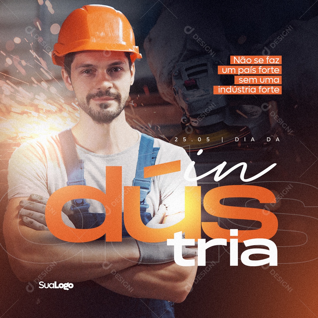 Não se Faz Um Pais Forte Sem Uma Indústria Social Media PSD Editável