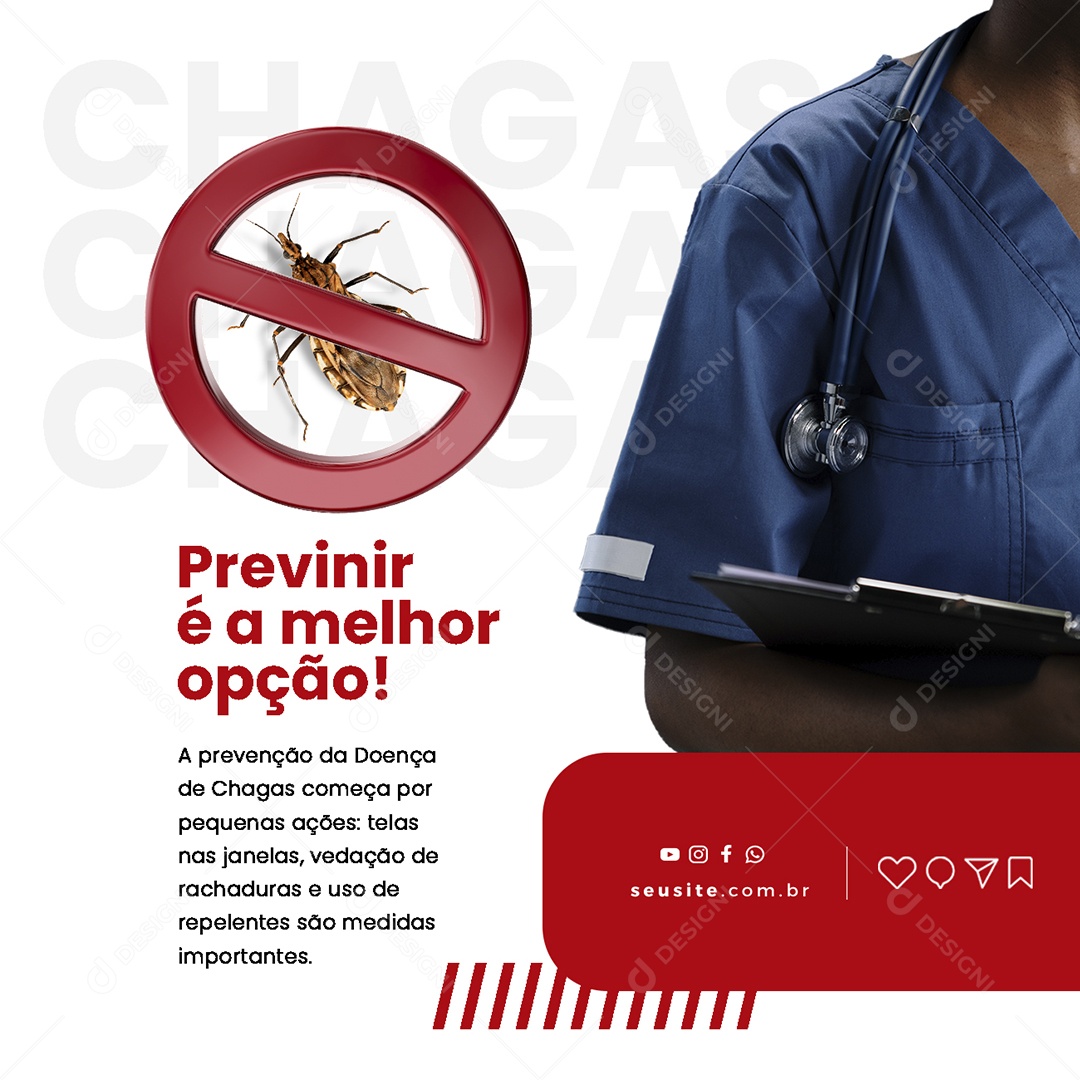 Prevenir é a Melhor Opção Doença De Chagas Prefeitura Social Media PSD Editável
