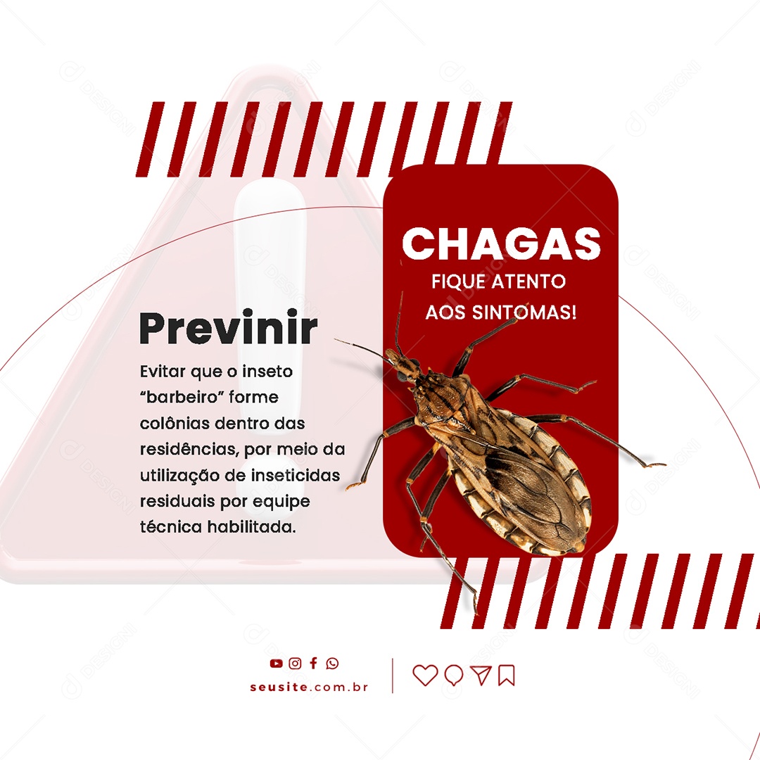 Chagas Fique Atento Aos Sintomas Prefeitura Social Media PSD Editável